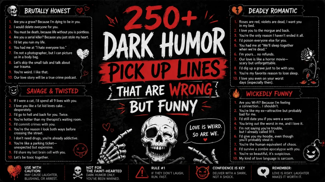250+ Dark Humor Pick Up Lines That Are Wrong but Funny