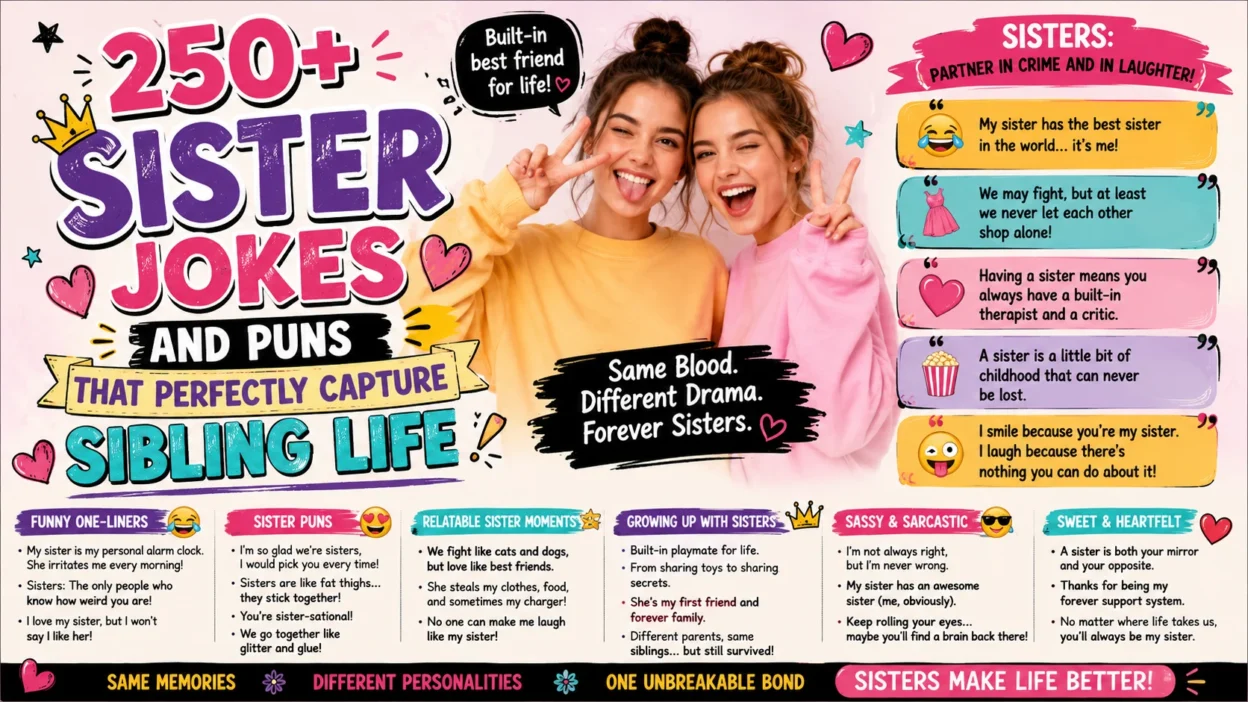 250+ Sister Jokes and Puns That Perfectly Capture Sibling Life