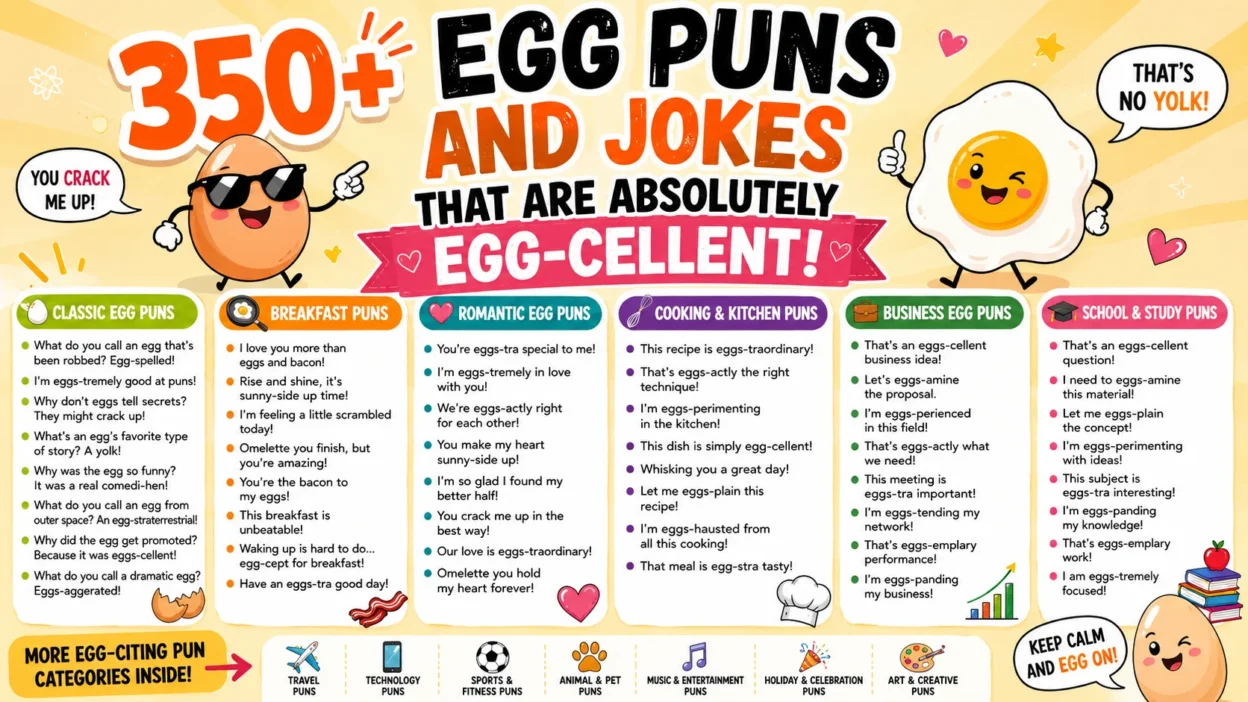 350+ Egg Puns and Jokes That Are Absolutely Egg-Cellent 🥚