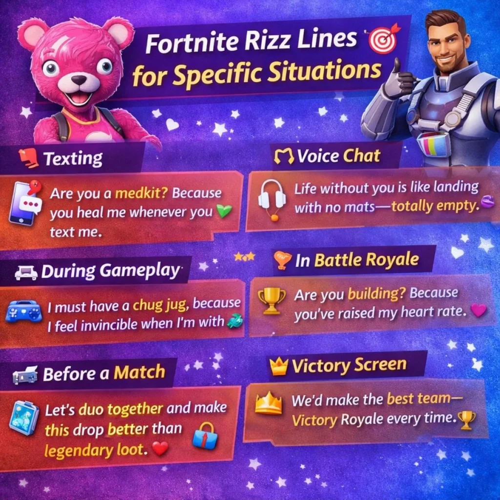 Fortnite Rizz Lines for Specific Situations 🎯