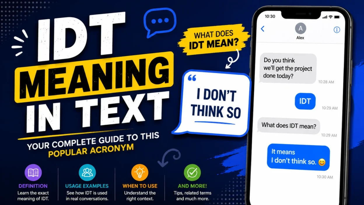 IDT meaning in text explained with a smartphone chat showing I don’t think so
